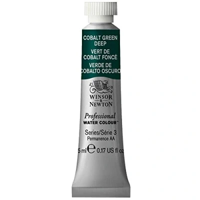 Imagen de Winsor &amp; Newton Acuarela Profesional Pintura de Acuarela, Alta Luminosidad, Resistente a la Luz, Calidad Archivo, Tubo 5ML, Color Verde Cobalto Oscuro
