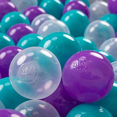 Imagen de KiddyMoon 700 ∅ 7Cm Bolas Colores De Plástico para Piscina Niños, Turquesa/Violeta/Transparente