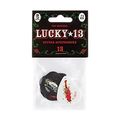 Imagen de JIM DUNLOP Púas Lucky 13 serie II, Saco de 6, 0,73mm, Lucky1, Multicolor