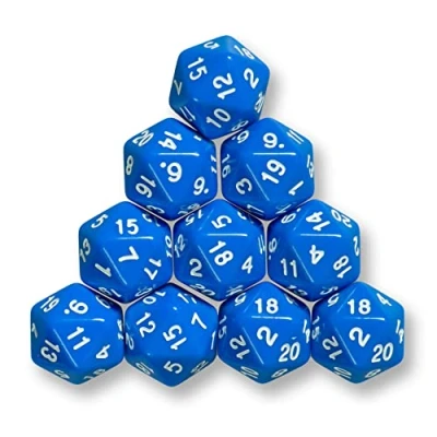 Imagen de 10 dados poliédricos W20 para juegos de rol y mesa (azul)
