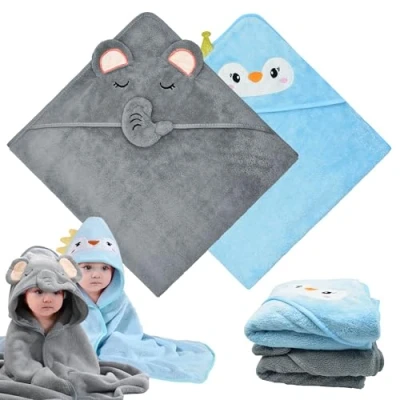 Imagen de FZSECRIU 2 Piezas 80 * 80cm Toalla con Capucha para bebé, de bebé Capucha, Infantil Capucha,Toalla Bebe Recien Nacido,Bebe Nacido,Cosas Bebes Nacidos,Bebes