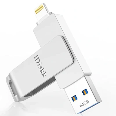 Imagen de iDiskk Photo Stick 64 GB para iPhone, Unidad Flash USB con certificación MFi iPad, Memory iPhone Compatible iPad Mac y PC Lightning Almacenamiento de