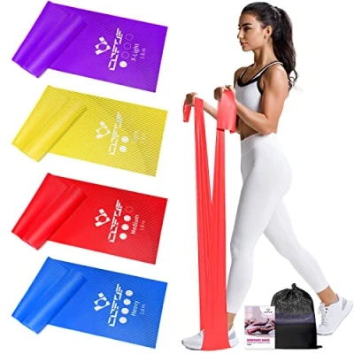 Imagen de Bandas Elasticas Fitness, 4 Niveles de Resistencia, Cinta Elastica Fitness con Bolso e Instrucciones Entrenamiento,Muy Adecuado para Yoga, Pilates,Entrenamiento Fuerza,Fisioterapia