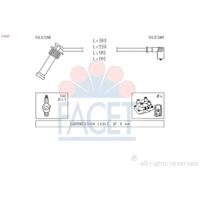 Imagen de FACET 4.9625 Juego de Cables Encendido Made in Italy OE Equivalent FORD: FIESTA 5, Focus Mk1 Hatchback, 4