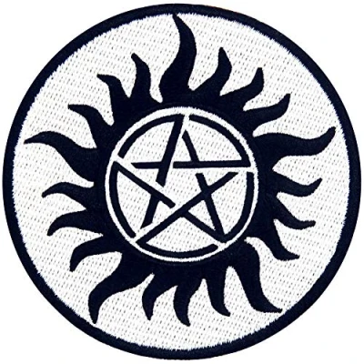 Imagen de Símbolos de protección contra demonios Parche Bordado Aplicación con Plancha