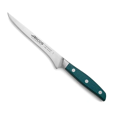 Imagen de Arcos Cuchillo deshuesador con Hoja Acero Inoxidable Nitrum 160 mm. Profesional para Cortar Huesos Carne. Mango ergonómico Polipropileno. Serie Brooklyn. Color Azul.