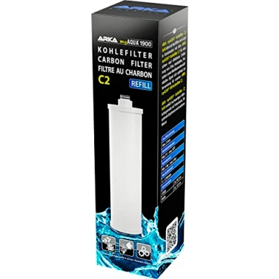 Imagen de ARKA myAQUA 1900 C2 Unidad de Recarga del Filtro carbón Garantiza la pureza Agua eliminando partículas Suciedad, Cloro, pesticidas y Otras impurezas.