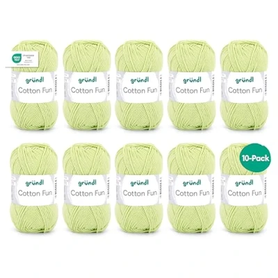 Imagen de Gründl Cotton Fun (Hilo Suave 100% algodón, Certificado Oeko Tex, g/115 m, tamaño de Aguja: 3 4, 1 Ovillo 50 g), Claro, Verde Chiaro, One Size, 1150
