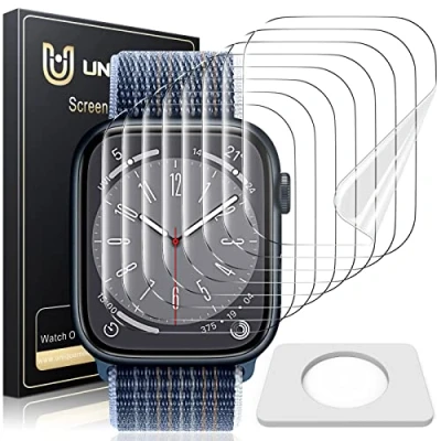 Imagen de UniqueMe 8 Pack Protector de Pantalla para Apple Watch Series 9/8/7 45 mm,TPU Film HD Flexible Protector, Transparente, Sin Burbujas