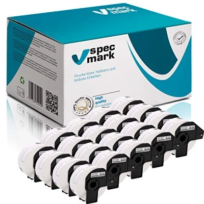 Imagen de specmark 20 rollos de etiquetas individuales compatibles con Brother DK 11201, 29 mm x 90 mm, 400 unidades para todas las impresoras QL: QL 570, 700 y 800