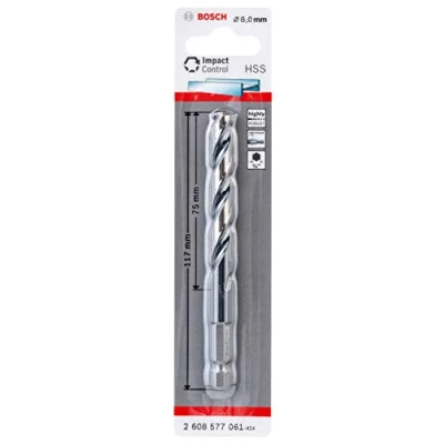 Imagen de Bosch Professional HSS Impact Control Broca hexagonal (para metal, 8 x 75 117 mm, accesorio de taladro)