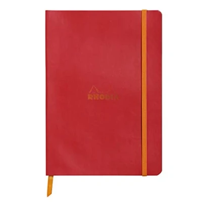 Imagen de RHODIA 117413C Carnet Souple Coquelicot A5 Ligné 160 pages Papier Clairefontaine Ivoire 90 g/m² Marque Page, Fermeture Élastique Couverture Simili Cuir Collection Rhodiarama