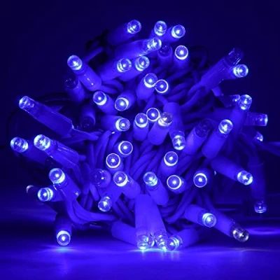 Imagen de Luccika Cadena de luces Navidad LED profesional, MaxiLed 8 mm, Flash, para jardín, tiendas, bares, exteriores (azul con flash blanco hielo, 30 metros, 300 LED)