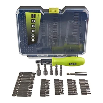 Imagen de RYOBI Caja 59 Accesórios atornillar puntas PH / PZ SL HEX TX con Atornillador de carraca