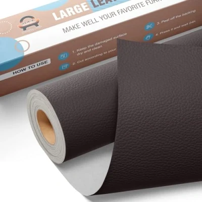 Imagen de Kit de Reparación Cuero para Muebles, Parche Autoadhesivo 40x160 cm, Adhesivo Tapizar Asientos Automóviles, Sofás, Barcos, Sofás Sillas Café