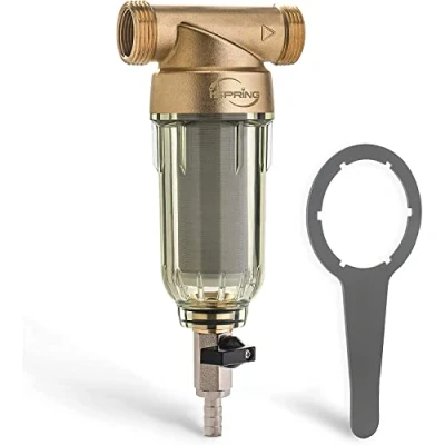 Imagen de iSpring WSP50 E Filtro Reutilizable de Sedimentos para Toda la Casa, Prefiltro Filtración Lavable 50 Micras, G 1&quot; 3/4&quot;, Spin Down Acqua Sedimenti, Latón sin Plomo
