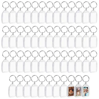 Imagen de Kurtzy Llaveros Foto en Blanco (Pack de 50), Transparente Acrílico, Ambos Lados Marcos Pequeños para Familiares, Amigos, Manualidades, Regalos