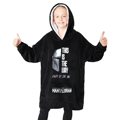 Imagen de Disney The Mandalorian Sudadera Niño, Manta con Capucha y Mangas para Niño de Baby Yoda el Mandaloriano (Negro)