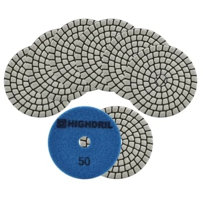 Imagen de HIGHDRIL Seco Disco Pulido Diamante 8 Piezas 100mm Grano #50 Almohadilla Pulir Suelo para Abrillantar Mármol Granito Hormigón Piedra