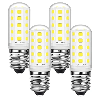 Imagen de E14 Bombilla LED 3W Blanco frío 6000K 28W 33W de equivalente a halógeno, Bombillas pequeñas tornillo Edison para máquina coser campana extractora congelador, AC220 240V, 4 unidades