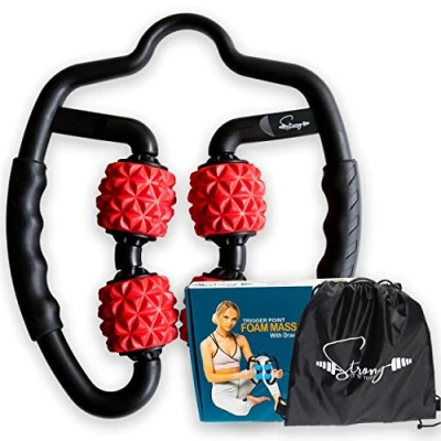 Imagen de Rodillo muscular para músculos de tejido profundow bolsa gimnasio con cordón Fascia Blaster y removedor celulitis herramienta masaje miofascial masajeador codo tenis, pantorrilla,