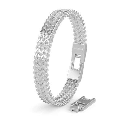 Imagen de SERASAR Pulseras Para Hombres Pulsera De Acero Inoxidable Los Plata Brazalete Joyas Trenzada