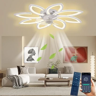 Imagen de Wildcat Ventilador de Techo Iluminación, 90CM LED Regulable Moderno con Control Remoto Silencioso 6 Velocidades, Rotación Inversa