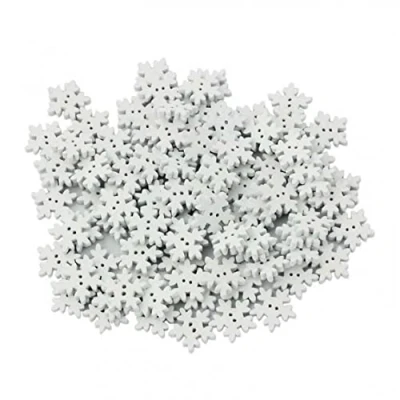 Imagen de 100pcs 18mm Madera Botones Copo Nieve Navidad DIY Craft Copos Hebilla Costura