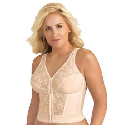 Imagen de Exquisite Form Fully Front Close Longline Lace Posture Bra Sujetador, Opaco, Beige Rosa, 125D para Mujer
