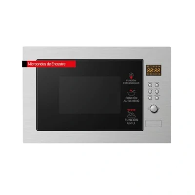 Imagen de Corberó Microondas de Encastre 25L CMICP125 Potencia 900W Auto Menú Grill 5 Niveles Control Easy Tronic Cocina Exprés Plato Giratorio 315mm, Color Inox, Acero Inoxidable