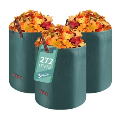 Imagen de Hibisaws 3x272L Bolsa de basura jardín,Sacos para desechos Jardín al Desgarro, Impermeables, Bolsas Hojas Plegable, Jardinería Independientes, Puede Soportar 50 kg