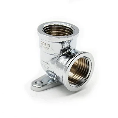 Imagen de DOJA Barcelona Racor Codo Mural H Laton Cromado Hembra PACK 4 Grifo para Instalaciones de Riego Conector Codos latón Tuberias Radiadores, Goteo, Aire Comprimido