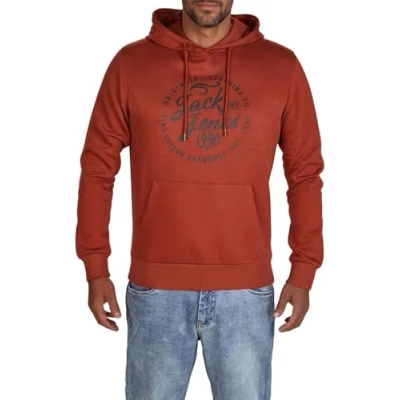 Imagen de JACK &amp; JONES JJEADRIAN sudadera con capucha para hombre, corte regular, capucha, estampado negro, gris, verde, marrón, beige, azul, S, M, L, XL, XXL, 3XL, azul marino, 3XL
