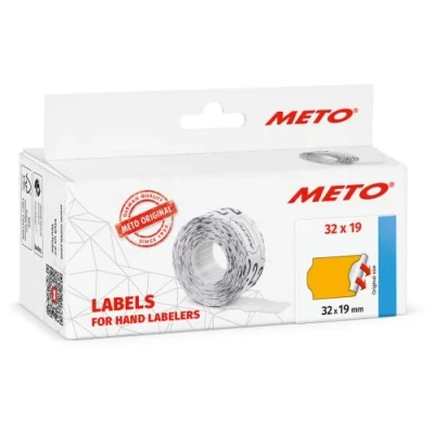Imagen de Etiquetas Meto para etiquetadoras manuales (32 x 19 mm, 2 líneas, naranja fluorescente, 5.000 unidades, adherencia permanente, Meto, Contact, Sato, Avery, Tovel, Samark, etc.)
