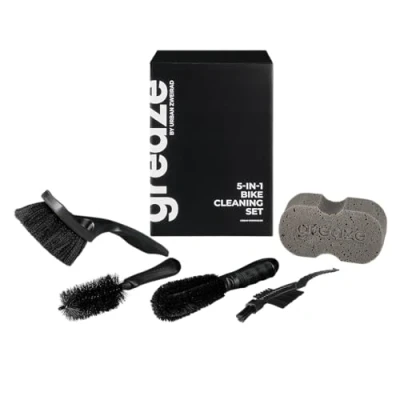 Imagen de greaze kit limpieza bicicleta set de cuidado para bicicletas cepillo limpia cadenas + limpiador cadena piñones aparato (5 piezas)