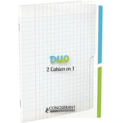 Imagen de Conquérant Cuaderno Duo Clásico 17 x 22 cm Grandes azulejos Seyès 96 páginas grapadas, cubierta Polypro incoloro