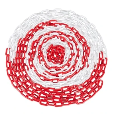 Imagen de Relaxdays Cadena de Plástico para Señalización, Barrera Obras, Valla Aparcamientos, Colas, 30 m, Rojo/Blanco