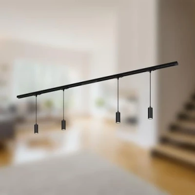 Imagen de Briloner RAIL 230 V sistema de riel, negro, 4 LED colgantes, longitud 1,5m