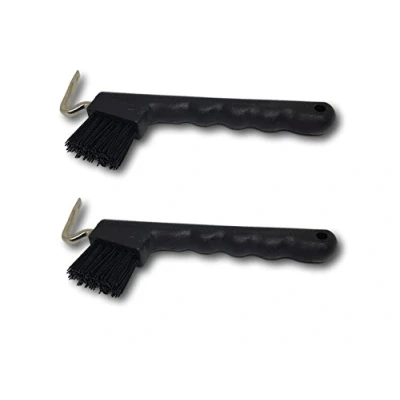Imagen de Rascador de pezuña para caballos, burro, cabra, con cepillo extra estable y mango ergonómico (2 negros)
