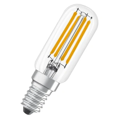 Imagen de OSRAM LED Lámpara especial en forma de lágrima, transparente, multicolor, 4,8 W, 470 lm, 2700 K para luz blanca cálida, casquillo E14, 25 mm diámetro, EEK F, regulable.