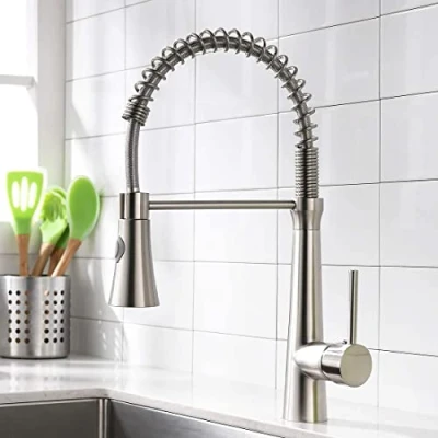 Imagen de AIMADI Grifo de cocina Latón Cepillado 360 Giratorio 2 Funciones Mezclador Para Agua Fría Y Caliente Grifos Fregadero Niquel