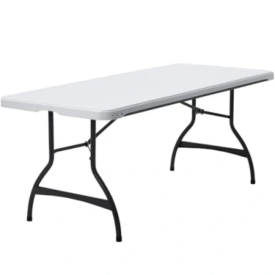 Imagen de Lifetime 92118 Mesa plegable rectangular ultrarresistente blanco granito, exterior e interior para jardín, terraza, eventos y catering, Medidas 182x76cm, altura 73,5cm, Mesas plegables grandes
