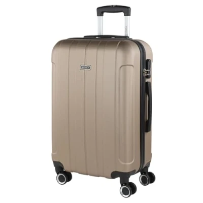 Imagen de ITACA Maleta Mediana con 4 Ruedas Giratorias para Viajes Largos Tipo Trolley Ideal como Maletas de Viaje Grandes 23 Kilos y Resistentes, Champagne