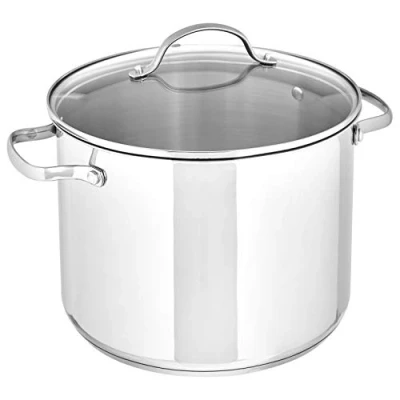 Imagen de Amazon Basics Olla de acero inoxidable 7,6 litros, con tapa, Plateado