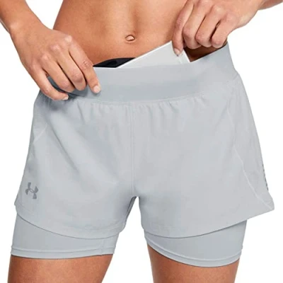 Imagen de Under Armour Qualifier Speedpocket 2 In 1 Short Corto, Mujer, Gris, SM