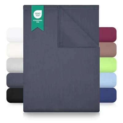 Imagen de GREEN MARK Textilien sábana Bajera de hogar 100% algodón sin elástico en Muchos tamaños y Colores Dimensiones: 180x275 cm, Gris Antracita