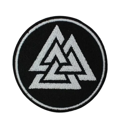 Imagen de Valknut Parche bordado para coser y (triángulos), diseño de círculo, estilo vikingo