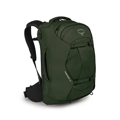 Imagen de Osprey Farpoint/Fairview Mochilas de viaje Solución versátil y cómoda para trotamundos Ligera duradera Panel trasero Airscape, Gopher Green, Hombres, 40 L