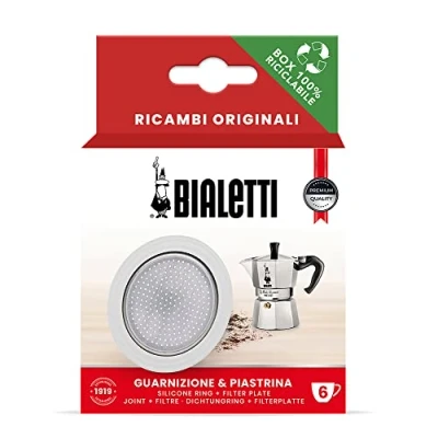 Imagen de Bialetti Ricambi, Includes 1 Gasket and Plate, Compatible with Moka Express 6 cups, Induction, Orzo Brikka