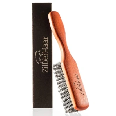 Imagen de ZilberHaar Cepillo para Barba 100% Cerdas auténticas de jabalí suave 2º corte Cuidado facial masculino compatible con todos los bálsamos y aceites revitalizada